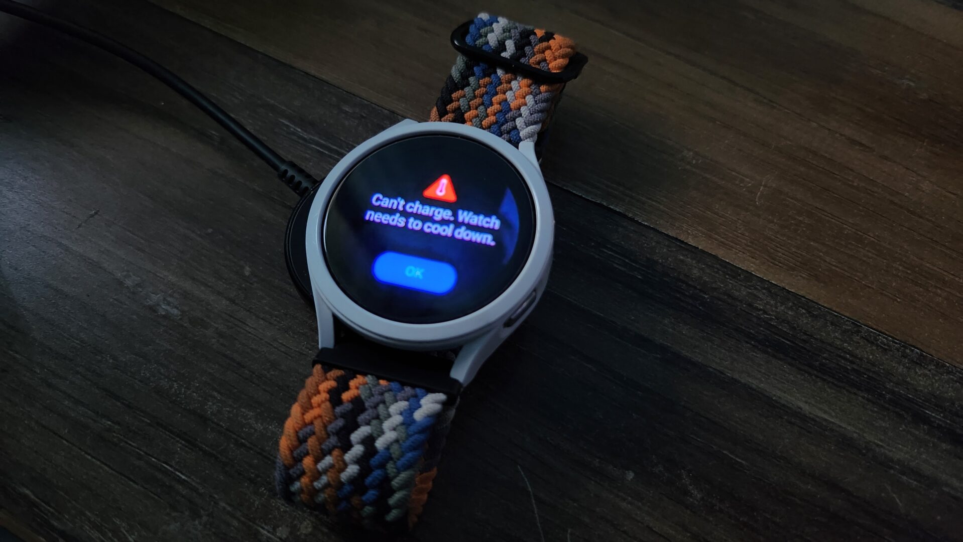 galaxy watch 4 overheating while charging error message